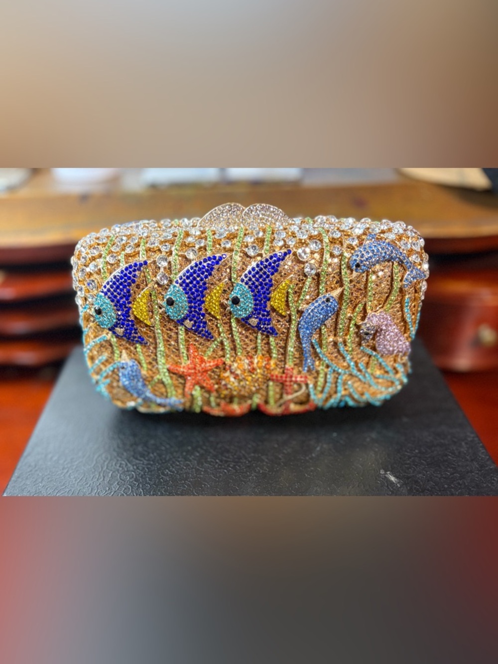 Aquatic Design Rhinestone Clutch